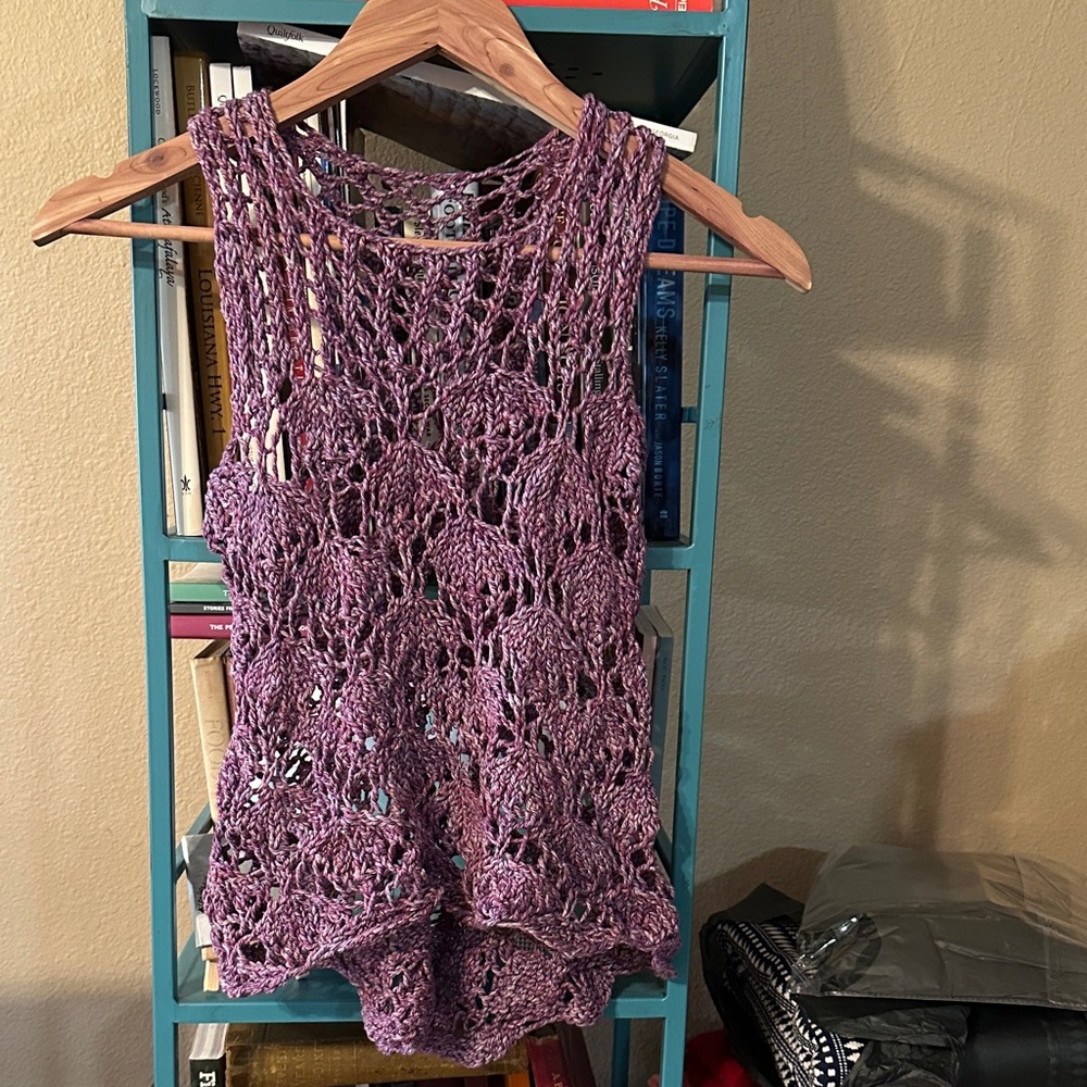 Purple Lace Hand Knit Cotton Festival Racerback Tank Top